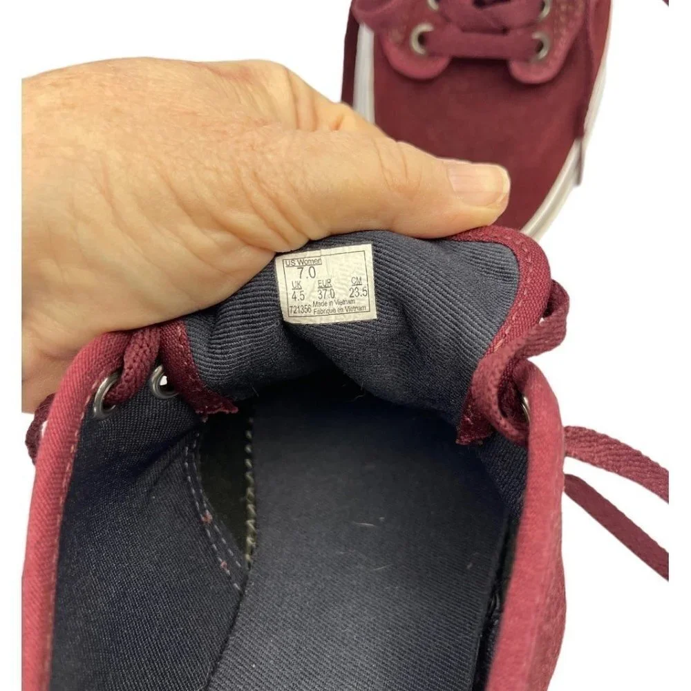 VANS OLD SKOOL Retro Low Top Sk8 Shoes Women 7 Burgundy Textured Suede Sneakers - Picture 10 of 14